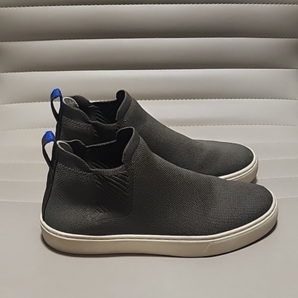 ROTHY'S Chelsea High Top Sneakers Boots 7.5 Moss Green Knit Booties Comfort - Picture 5 of 16